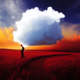 Full body portrait, painting, medium shot lady background volumetric cloud miground volumetric cloud