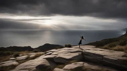 8301. Unusual amazing cliff-top dance, beautiful, strange, inspiring, extraordinary design, peaceful, restful, majestic strength, beautiful lighting, attractive composition, photorealistic, extremely detailed, chiaroscuro, rule of thirds