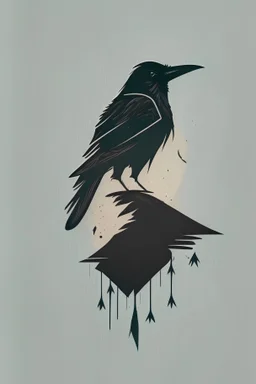 logotipo para una marca de ropa con una cabeza de flecha y la sombra de un cuervo