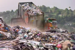 garbage dump, hills, smog, with pollution, double exposure photography, colourful nature, clean sharp focus, on white background, Fractal Geometry, sacred geometry, hyper detailed,