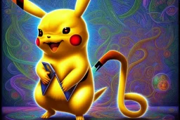 A painting of pikachu by Alex Grey