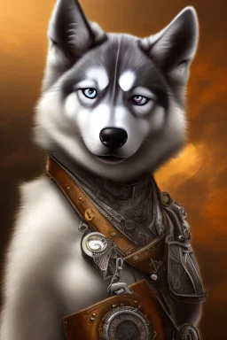 silver steampunk husky gamer