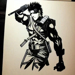 Solid Snake, Manga Drawing, by Hiroki Araki