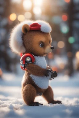 last Christmas bear squirrel chat robot, bokeh like f/0.8, tilt-shift lens 8k, high detail, smooth render, down-light, unreal engine, prize winning