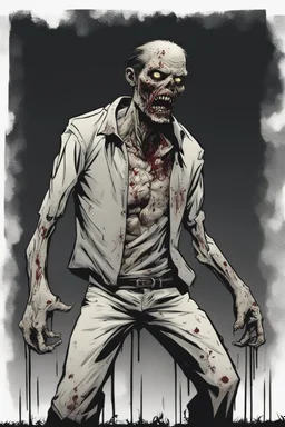 zombie, portrait, comic book, full body, standing, mean,