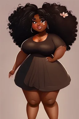 black cute chubby girl art fullbody