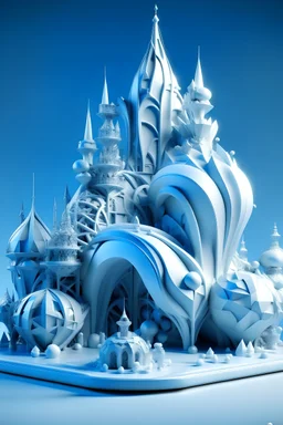 Theme park make out of ice 3D design make out of shapes