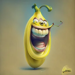 One happy banana caricature