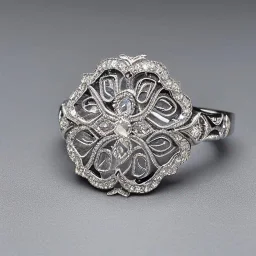 platinum and diamond art noveau ring, filigree, floral, breathtaking, highly ornate, delicate, intricate, photorealistic, high fashion, fine jewellery, luxury, designer