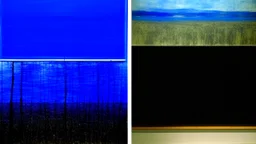 A dada, by Mark Rothko, and Jackson Pollock, of a wide field with thousands of blue nemophila