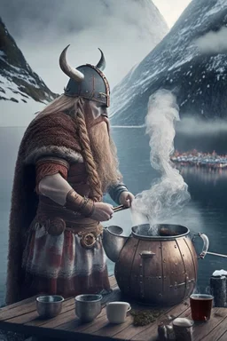 viking making tea in switzerland