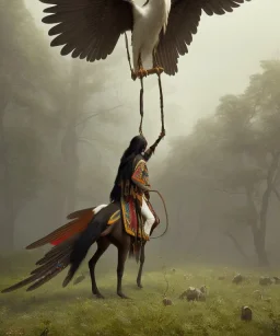 native american shaman, wise man, long black hair, black hooded coat like wings, 8k resolution concept art portrait by Greg Rutkowski