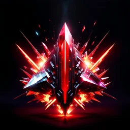 cyberpunk crystal shard ammunition, chaos shards, black background,red lighting, video game icon