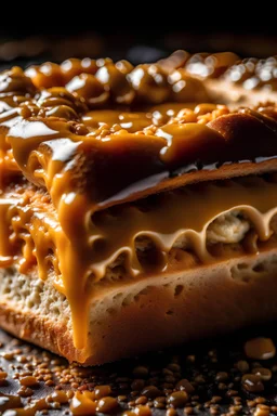 Bread with "Dulce de Leche", intricate, 8k, macro photography,