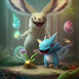 Mystery pokemon,Ambiance dramatique, hyperrealisme, 8k, high quality, lot of details, portrait,