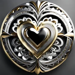 a clony of golden and silver heart sighn rotating