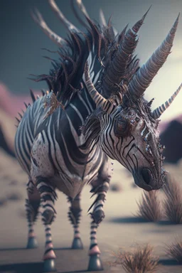 whale zebra antelope thorny devil stallion ,16k, octane effect, unreal engine, cinema 4d, POTRAIT