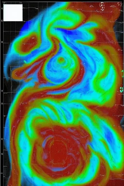 Vorticity map, partial derivatives equation, turbulence