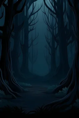 темный страшный мультяшный лес, аниме стиль, фон