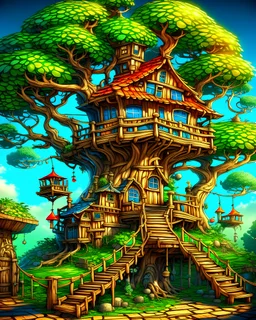 tree house , colorful page, coloer background, digital Art, perfect composition, beautiful detailed intricate insanely detailed octane render trending on artstation, photorealistic concept art, soft natural volumetric cinematic perfect light, chiaroscuro, masterpiece, oil on canvas, raphael, caravaggio, greg rutkowski, beeple, beksinski, giger, black and white still, digital Art, perfect coloer, read,green, blew,white, ((((colorful)))))