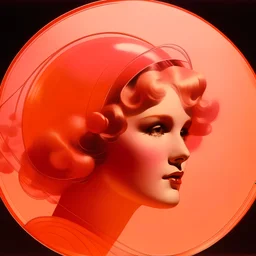 Retro futuristic hair pink and orange, mary pickford in a bubble
