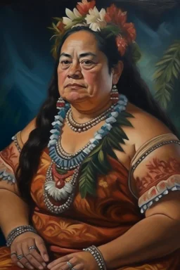 Painting portrait of samoan queen in a dress