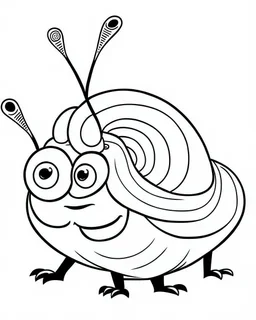 Generate a colouring pages of Garry The Snail along with some pencil sketch marks with a white background