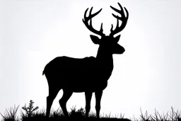 silhouette of a male deer, black on white, vector clipart