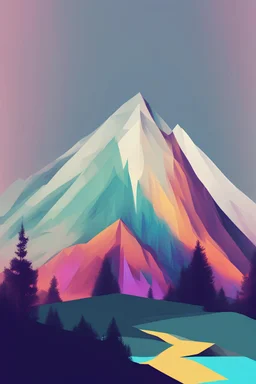 mountain in the style of glitch art