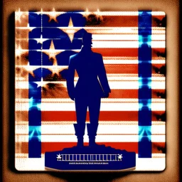 The text "Bolivar appreciates its veterans" with some blue stars and an American flag and a silhouette of a soldier. None of the components of the image should look plastic.