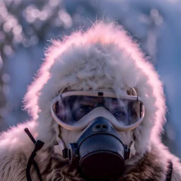 Yeti in an elastomeric respirator, Kananaskis Country