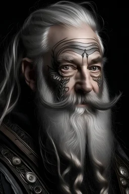 Saintly gothic dwarf with silver beard and black veins