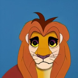 Lion King Animation OC male lion black mane triangular face hooked black nose tip