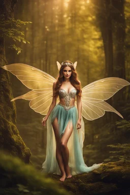 Photography Beautiful Lady fairy with wings straddle,background wonderland, panoramic shot ,portrait, epic fantasy