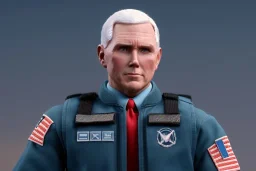 Mike Pence as G.I. Joe Doll toy with a gun blue space force commander