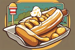 corndog, with a bite taken out, clean vector style, bold outline