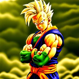 imagine the characters of Dragon Ball Z realistic, similar image and cenário