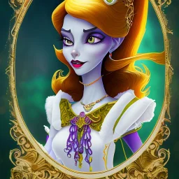 extrem tim burton style and disney style of the evil stepmother, sharp focus, beautiful eyes