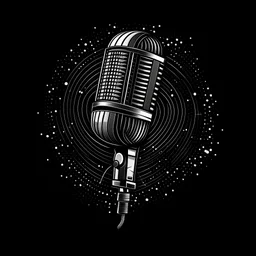 White microphone and black background style, cartoon