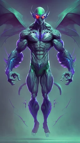 super villain evil alien, full body, muscular, bio-tech, flying