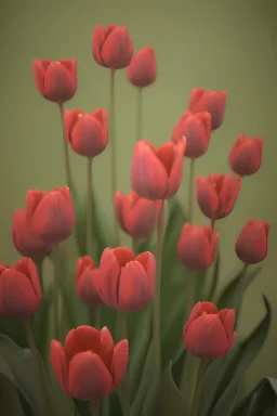 8 of tulips, Cartoon Style,