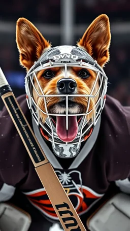 yorkton terriers hockey goalie with the head of a tarrier dog