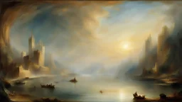 Style J. M. W. Turner, luxury, dream world, calm beauty, fantasy world, magic, beautiful composition, exquisite detail