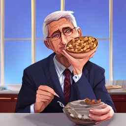 dr. Anthony fauci eating a bowl of Spike protein