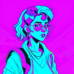 a vaporwave image of a comic book style character