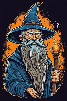 Wizard with majestic beard and pointy hat doing wizard stuff