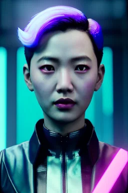 Blade runner portrait, Asian cyber woman:: symmetry photography, cyberpunk, pink hair, makeup, long line eye, light iris, :: latex coat :: cinematic, Ultra realistic, dark scene, soft color, highly detailed, unreal engine 5, RTX, ultra detail, 3d, finely drawn, high definition.