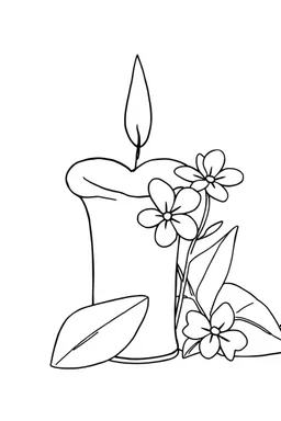 outline art for square Heart Candle Plumeria coloring page for kids, classic manga style, anime style, realistic modern cartoon style, white background, sketch style, only use outline, clean line art, no shadows, clear and well outlined