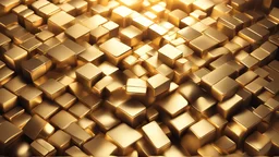 Hyper Realistic glowing golden blocks textured background