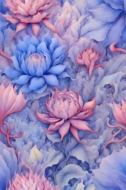 Fantastic big exotic flowers, watercolor ink, intricate, magical, in the style of James Jean, Brian Froud, Yana Movchan, Zdzisław Beksinski, Hieronymus Bosch, hyperdetailed, sharp focus, intricate, concept art, digital painting, ambient lighting, 16 k, trending on artstation, hyper quality, highly detailed, fantasy, beautiful, colourful.